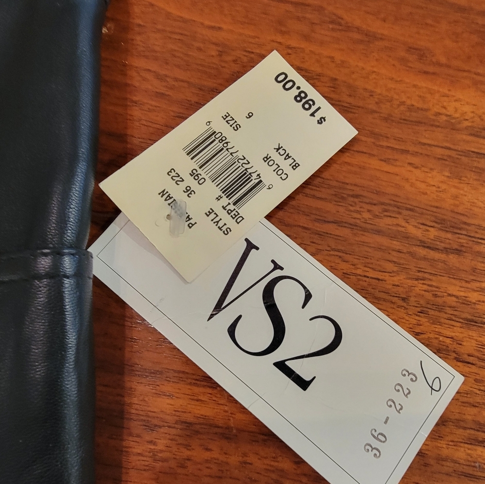 NWT VS2 Vakko Black Lamb Leather High Waist Pants Size 6 - Picture 12 of 16